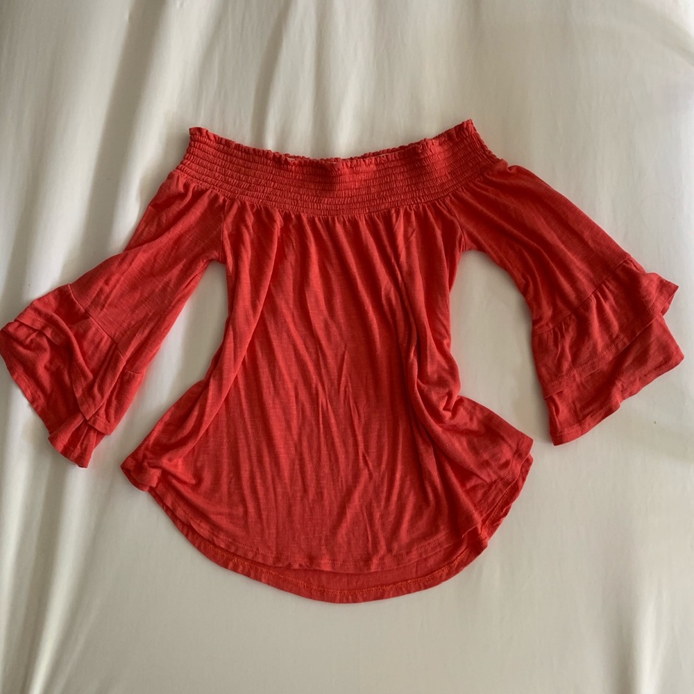 3 for $15 Coral off shoulder top